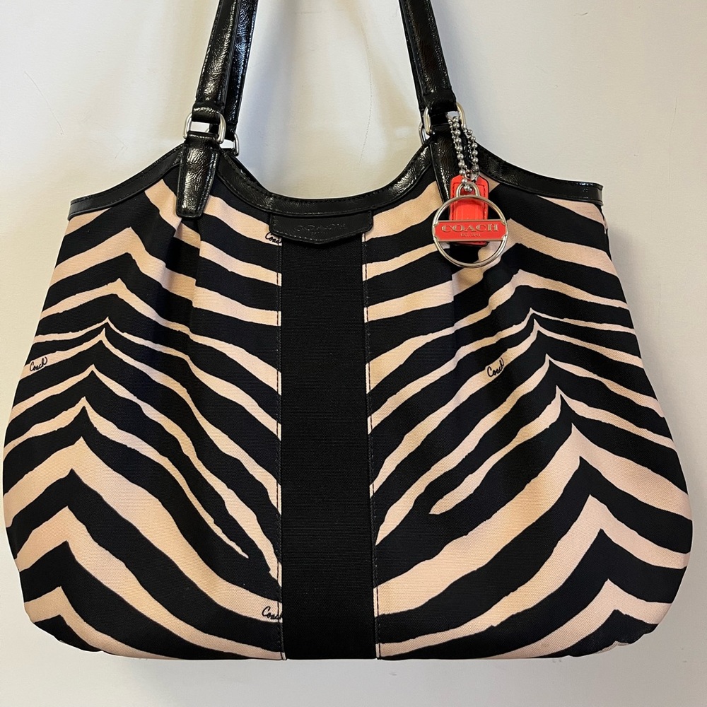 Coach Devin Signature Stripe Zebra Print F2402 - image 1